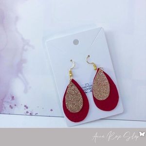 red and gold handmade vegan earrings
